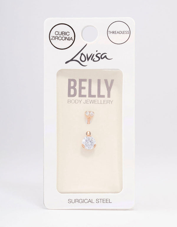 Rose Gold Plated Surgical Steel Double Round Belly Ring