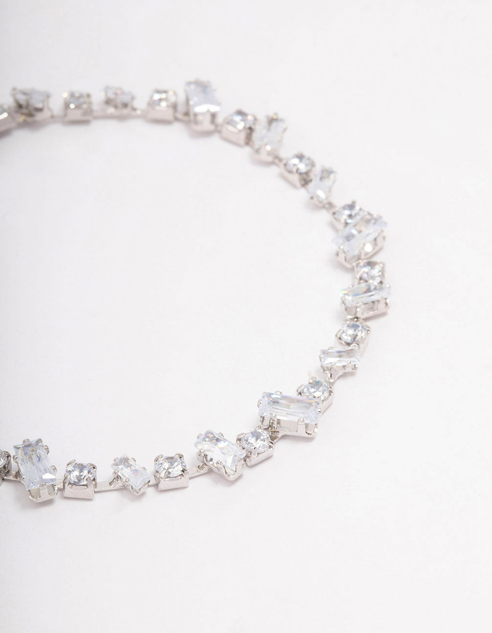Silver Cubic Zirconia Rectangle & Square Stone Bracelet