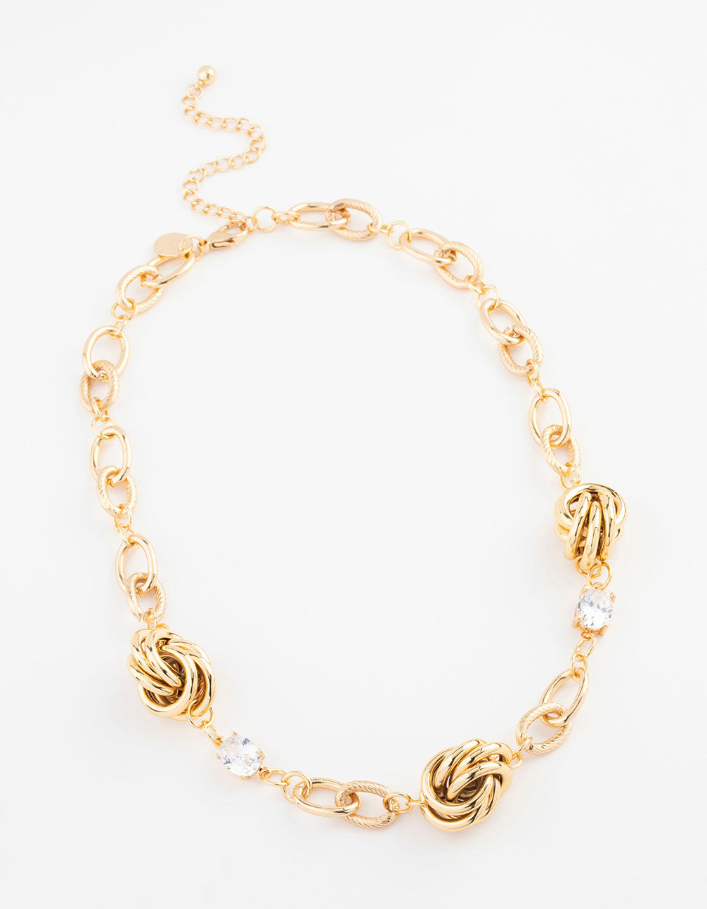 Gold Plated Cubic Zirconia Knotted Pendant Necklace