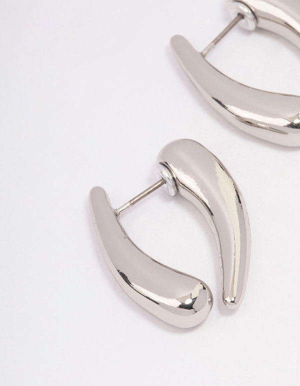 Silver Pointed Sandwich Front & Back Earrings