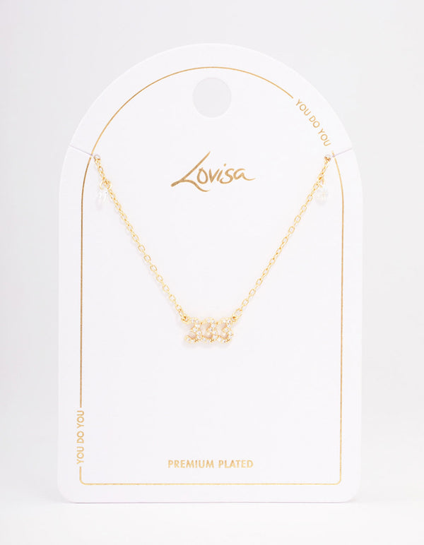 Gold Plated 333 Angel Number Cubic Zirconia Pendant Necklace