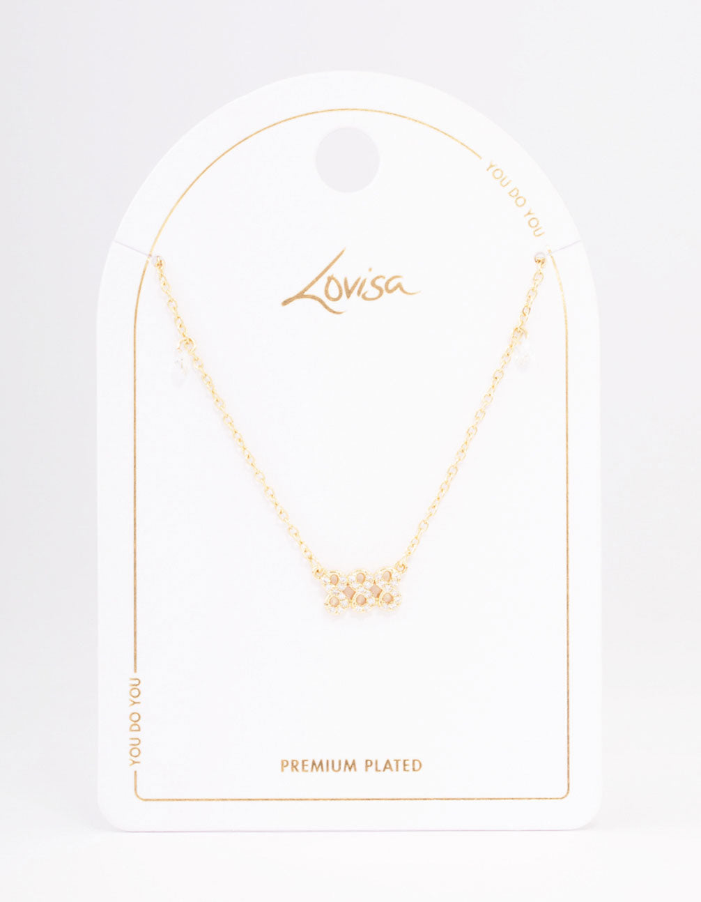 Gold Plated 888 Angel Number Cubic Zirconia Pendant Necklace