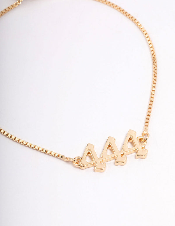 Gold Plated 444 Angel Number Bracelet