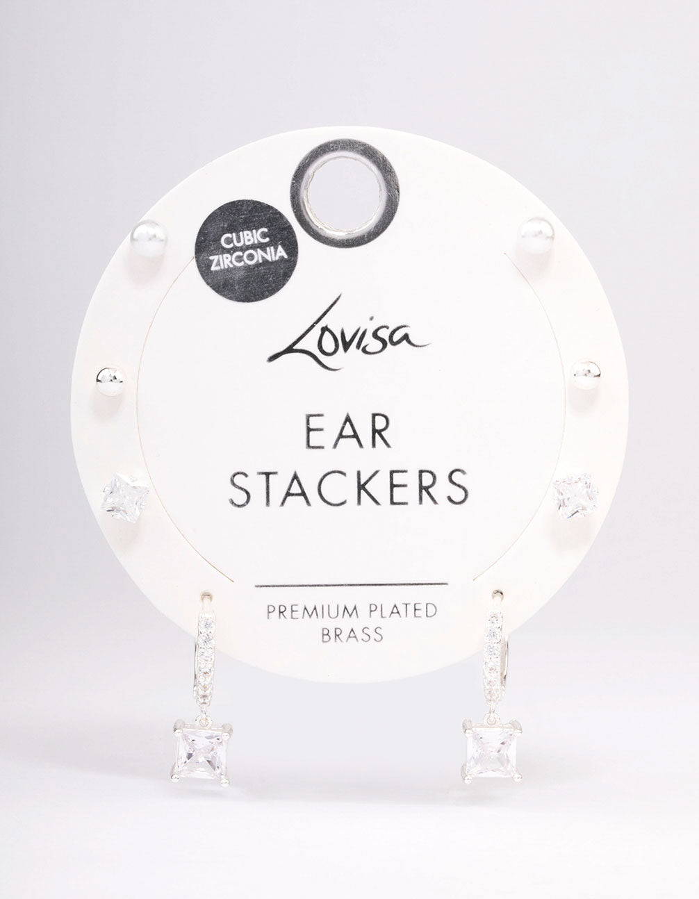 Silver Plated Brass Princess Huggie Earring 4-Pack
