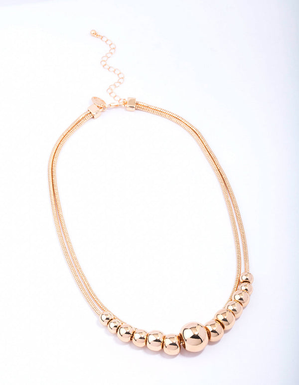 Gold Graduating Ball Layered Necklace