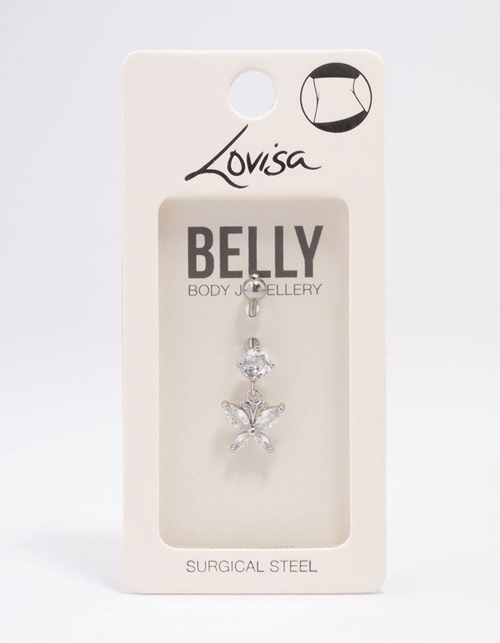 Surgical Steel Round Butterfly Drop Belly Piercing