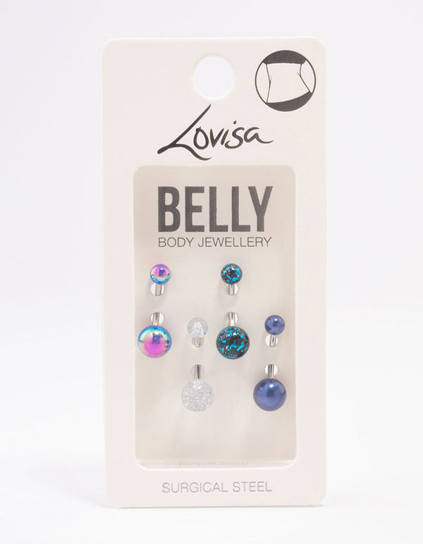 Surgical Steel Galaxy Ball Belly Piercing 4-Pack