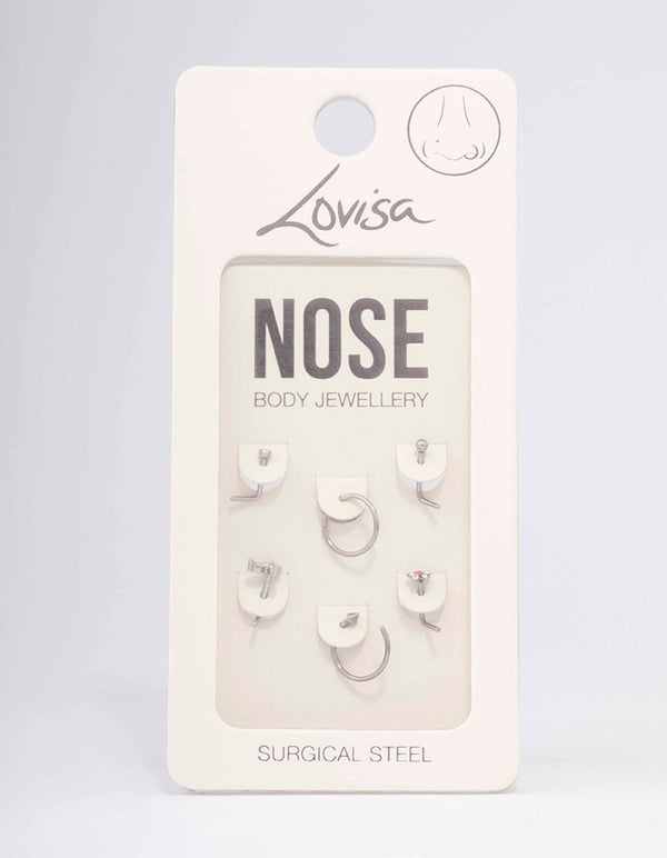 Surgical Steel Butterfly Flower Nose Piercing 6-Pack