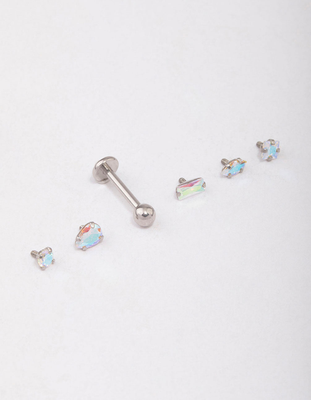 Surgical Steel Iridescent Cubic Zirconia Flat Back Pack