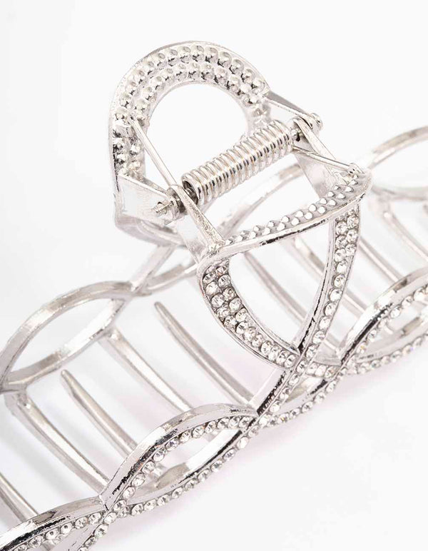 Silver Diamante Braided Twisted Hair Claw Clip