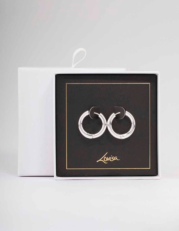 Silver Plain Clicker Hoop Earrings