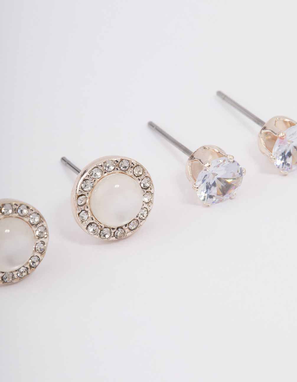 Rose Gold Halo Stud Earring Pack