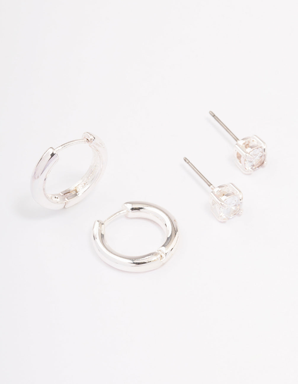 Silver Diamante Stud & Hoop Earring Pack