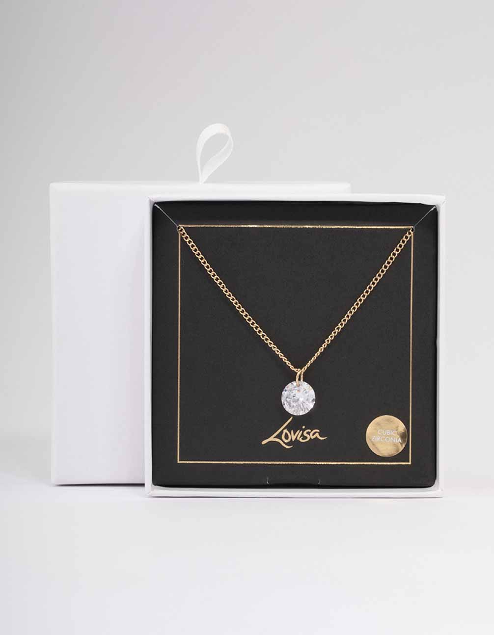 Gold Large Floating Diamante Necklace