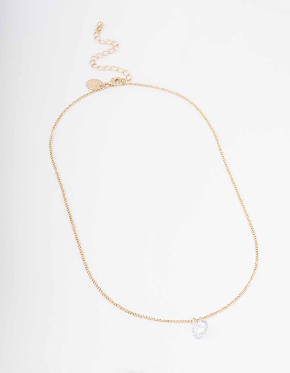 Gold Large Floating Diamante Necklace