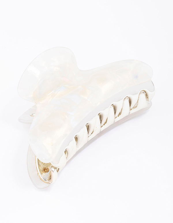 Cream Acrylic Irregular Hair Claw Clip