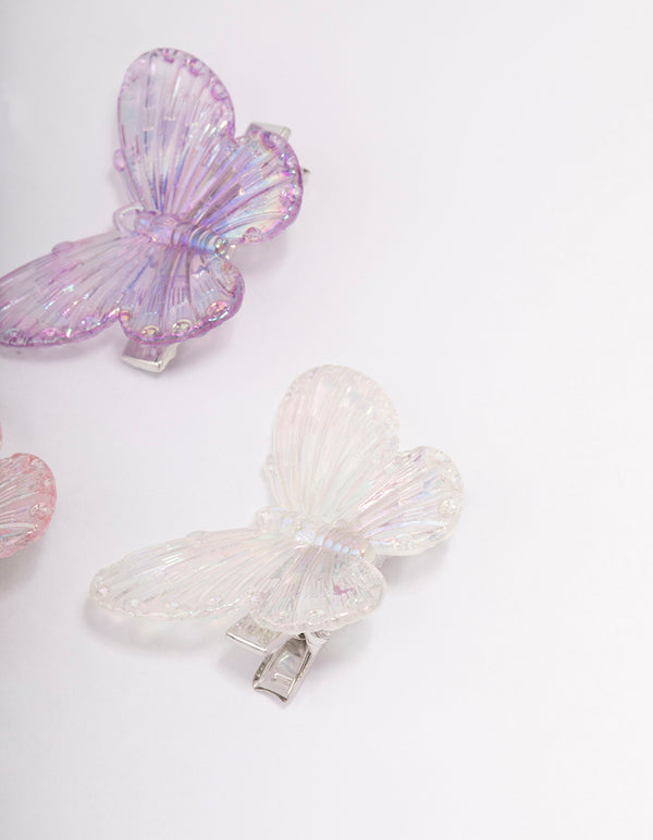 Pastel Iridescent Butterfly Hair Clip 4-Pack