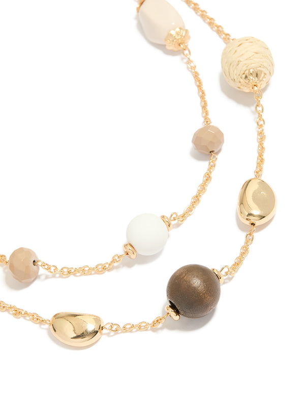 Gold Straw & Beaded Jewellery Set