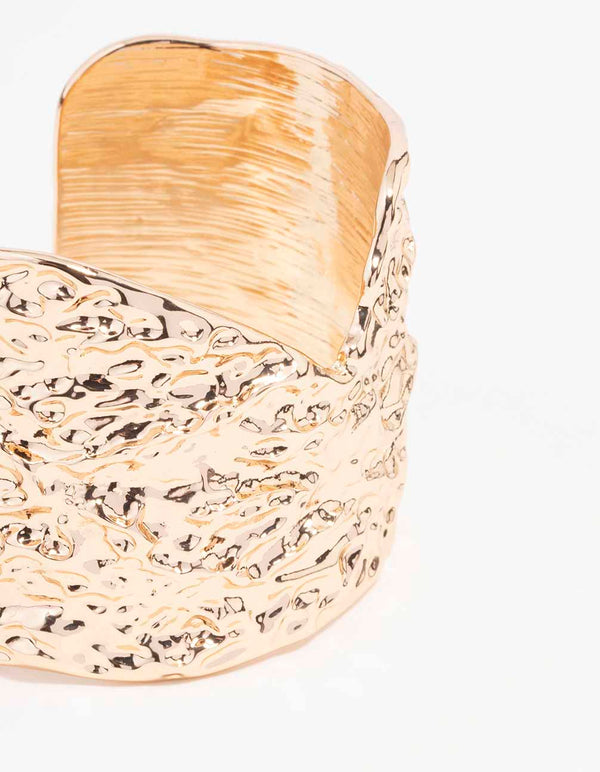 Gold Textured Multi Wrist Cuff