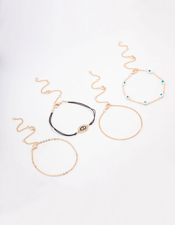 Gold Evil Eye Bracelet & Anklet 4-Pack