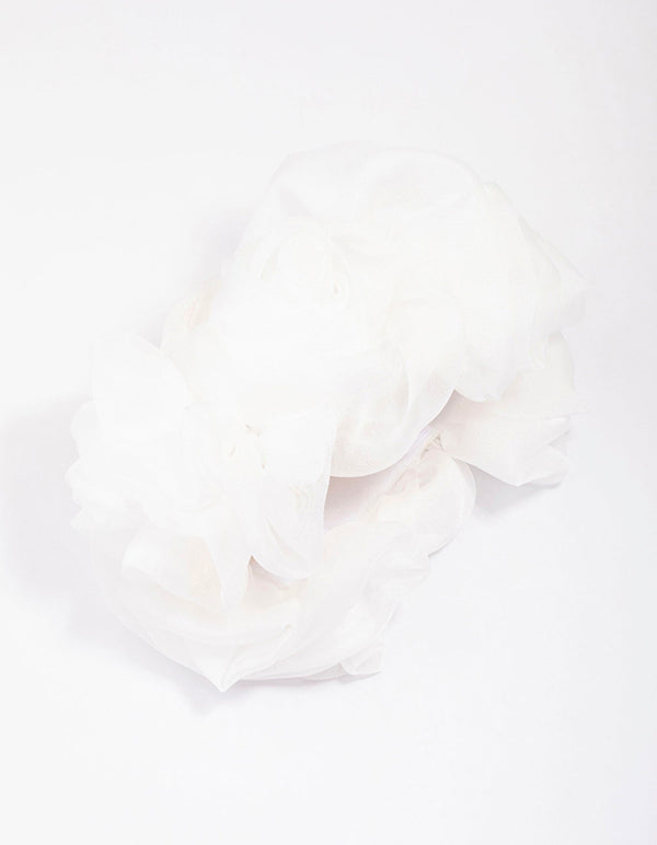 White Fabric Flower Hair Claw Clip