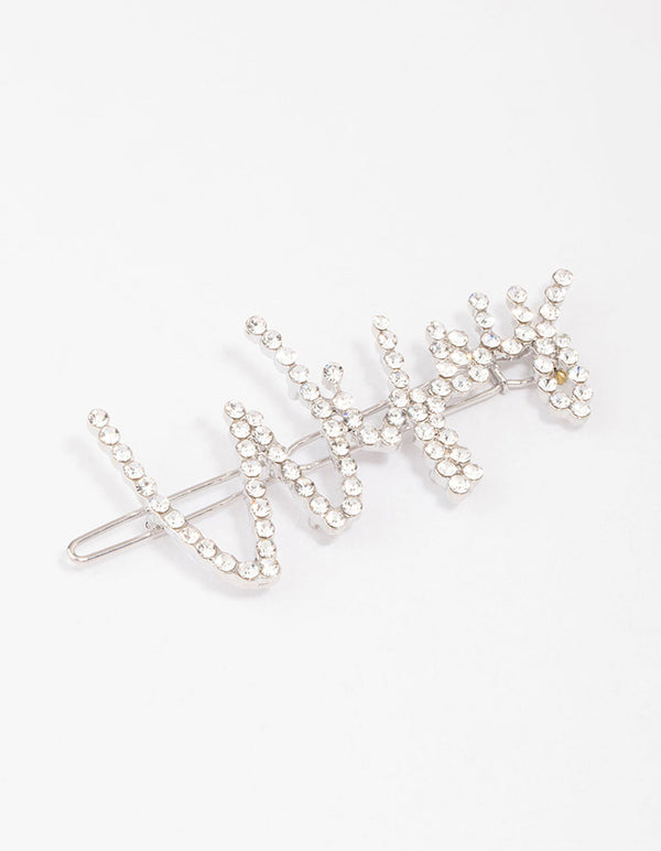 Silver Diamante Wifey Hair Clip