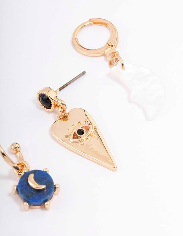 Gold Celestial Huggie Earring 4-Pack