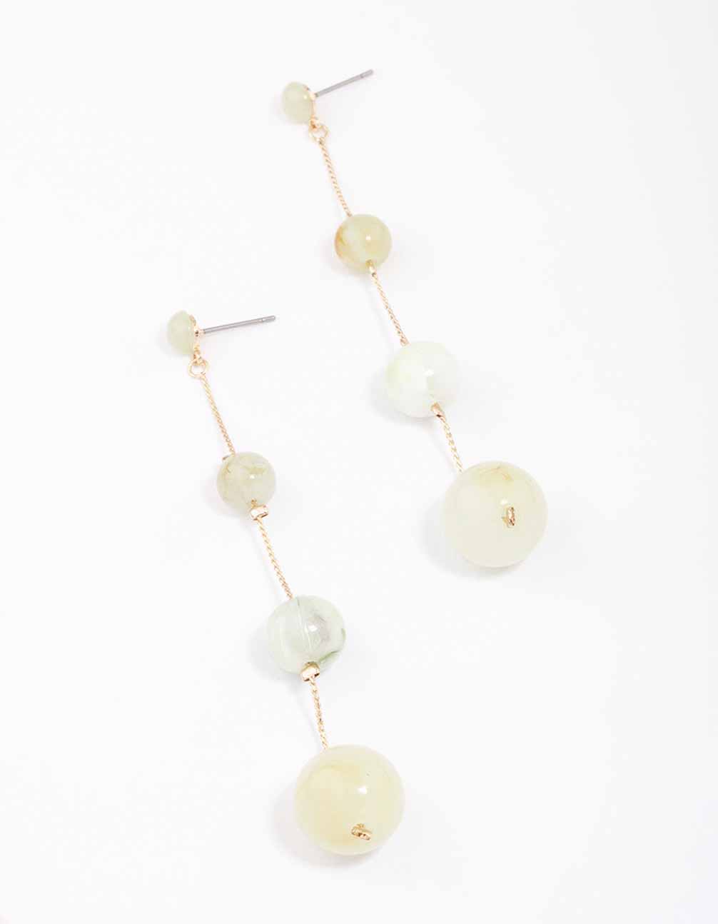 Gold Stone Chain Drop Earrings