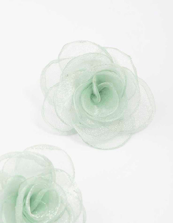 Gold Leaf Floral Fabric Stud Earrings