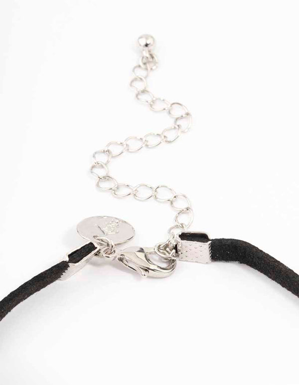 Black Fabric Green Flower Heart Choker