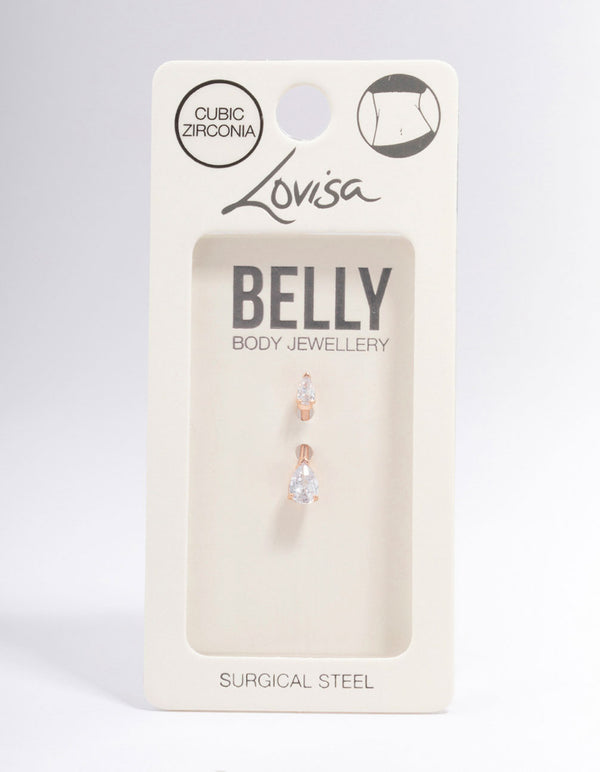 Rose Gold Plated Surgical Steel Double Pear Belly Piercing