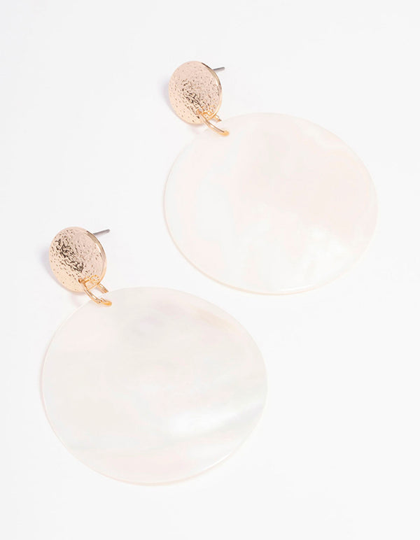 Gold Genuine Shell Disc Drop Earrings