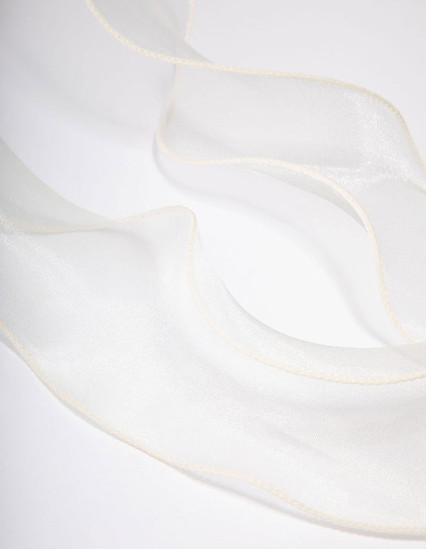White Fabric Organza Curl Hair Bow Clip