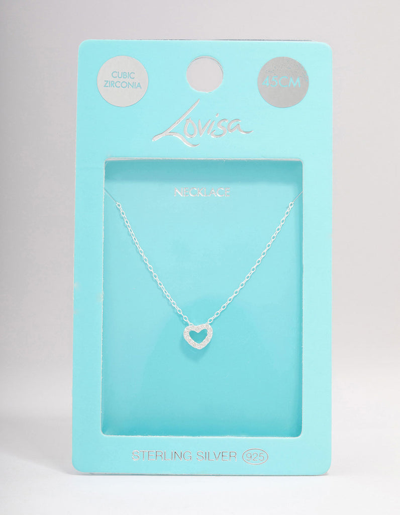 Sterling Silver Cubic Zirconia Heart Pendant Necklace Lovisa