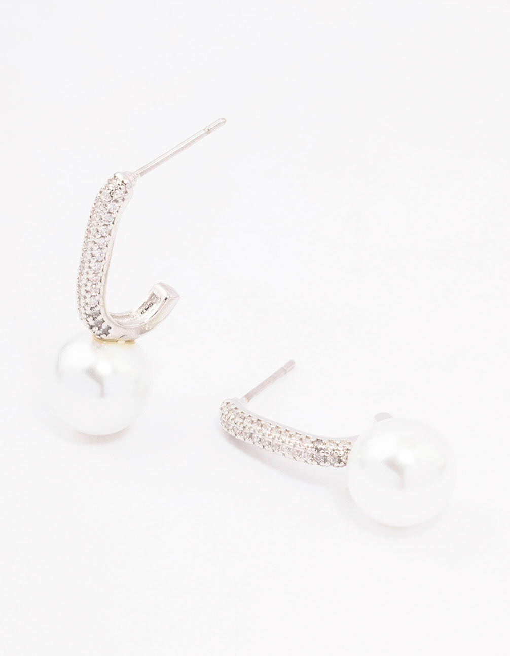 Silver Cubic Zirconia Small Pearl Drop Earrings