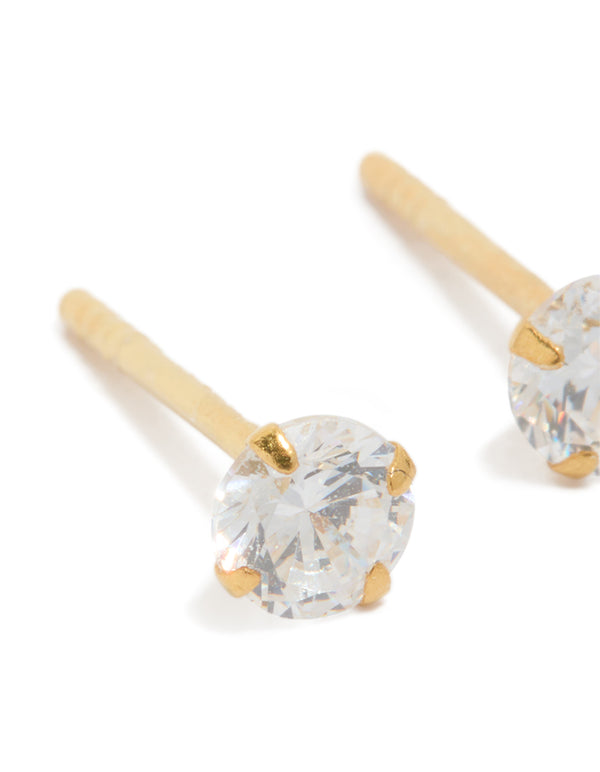Gold Plated Sterling Silver Cubic Zirconia Srud Earrings