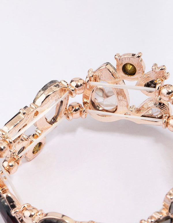 Rose Gold Large Melted Pear Shape Stone Bracelet