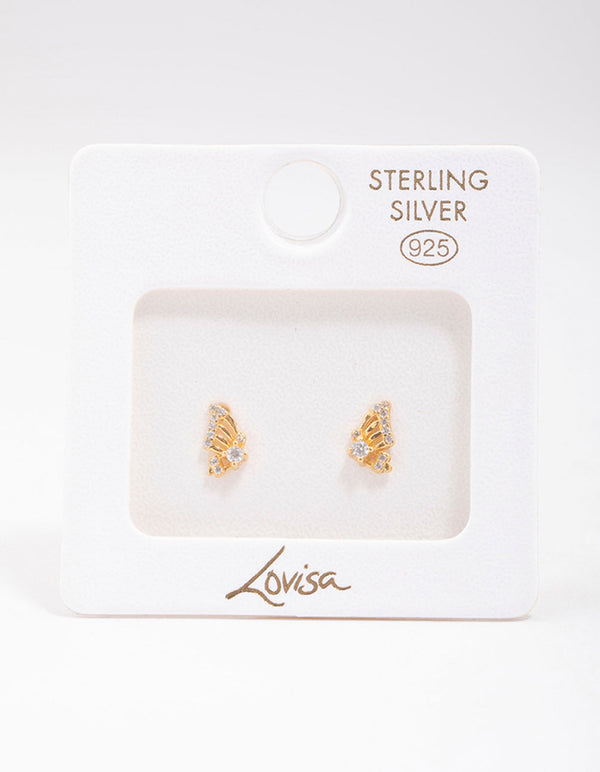 Gold Plated Sterling Silver Butterfly Wing Stud Earrings