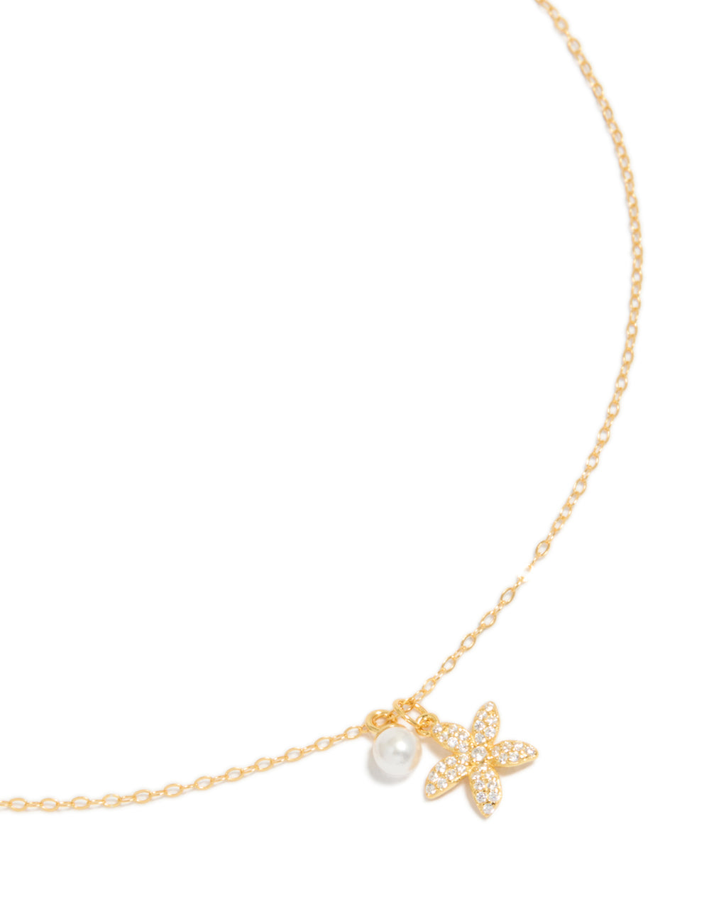 Gold Plated Sterling Silver Starfish Freshwater Pearl Chain Necklace