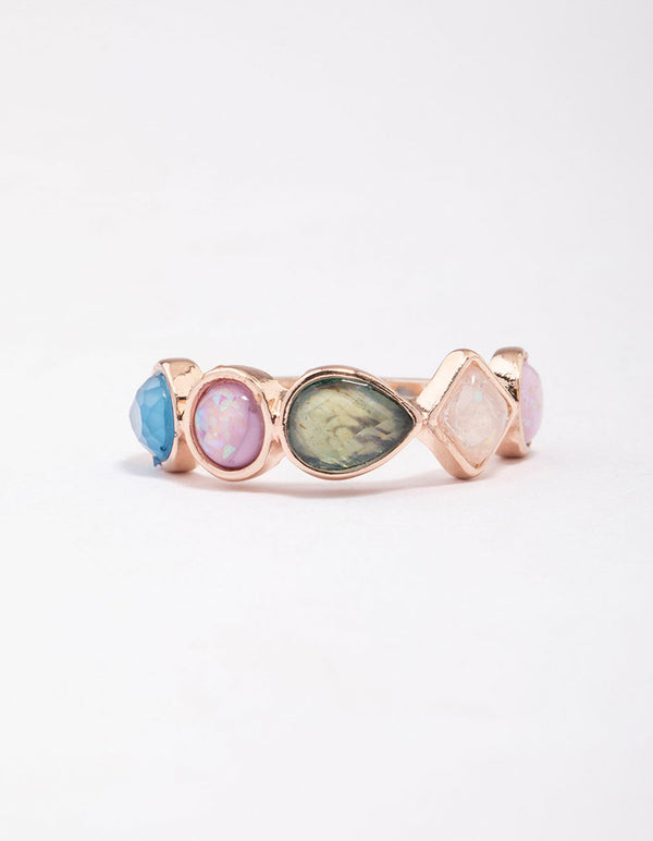 Rose Gold Pebble Stone Band Ring