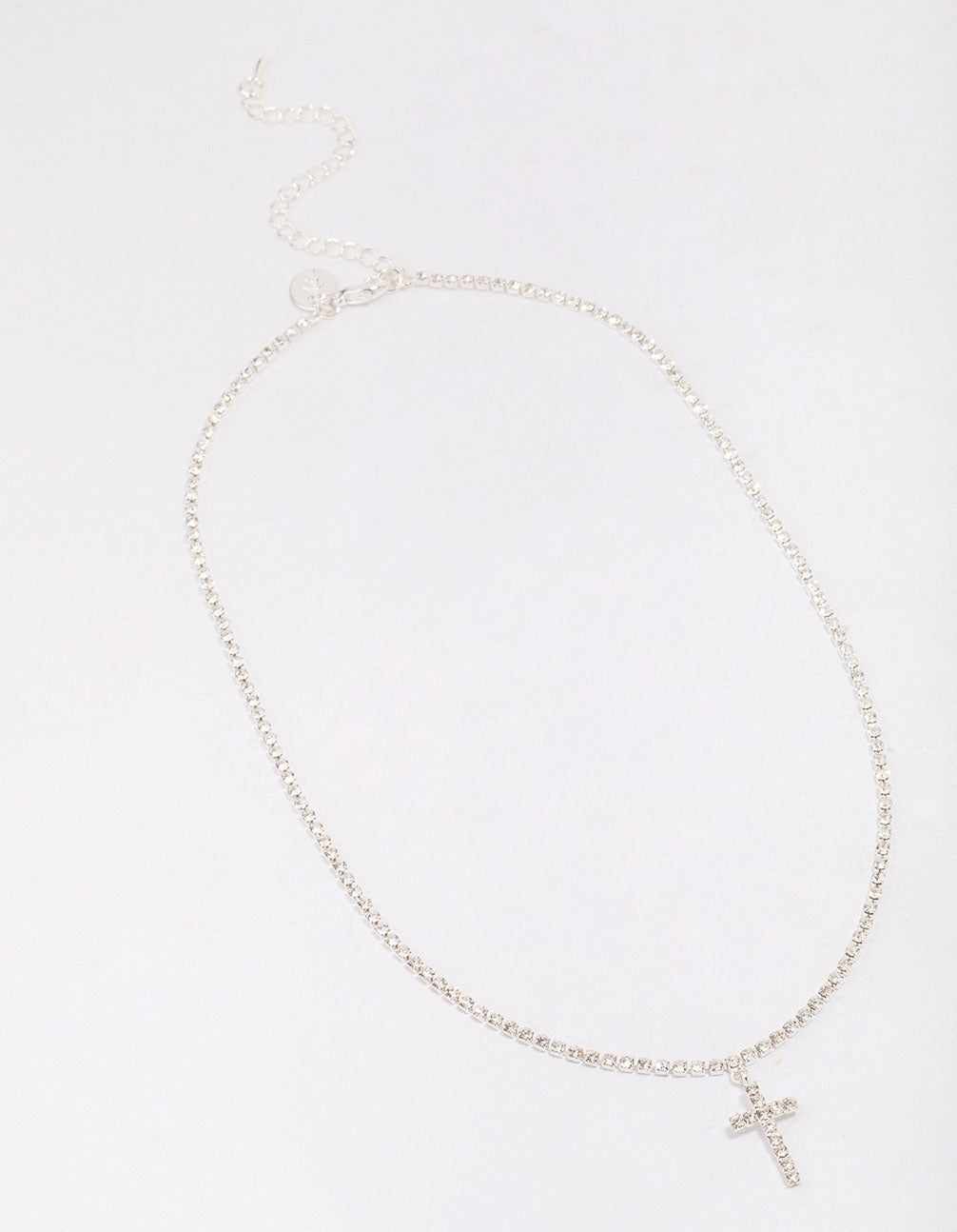 Silver Cup Chain Chain Cross Pendant Necklace