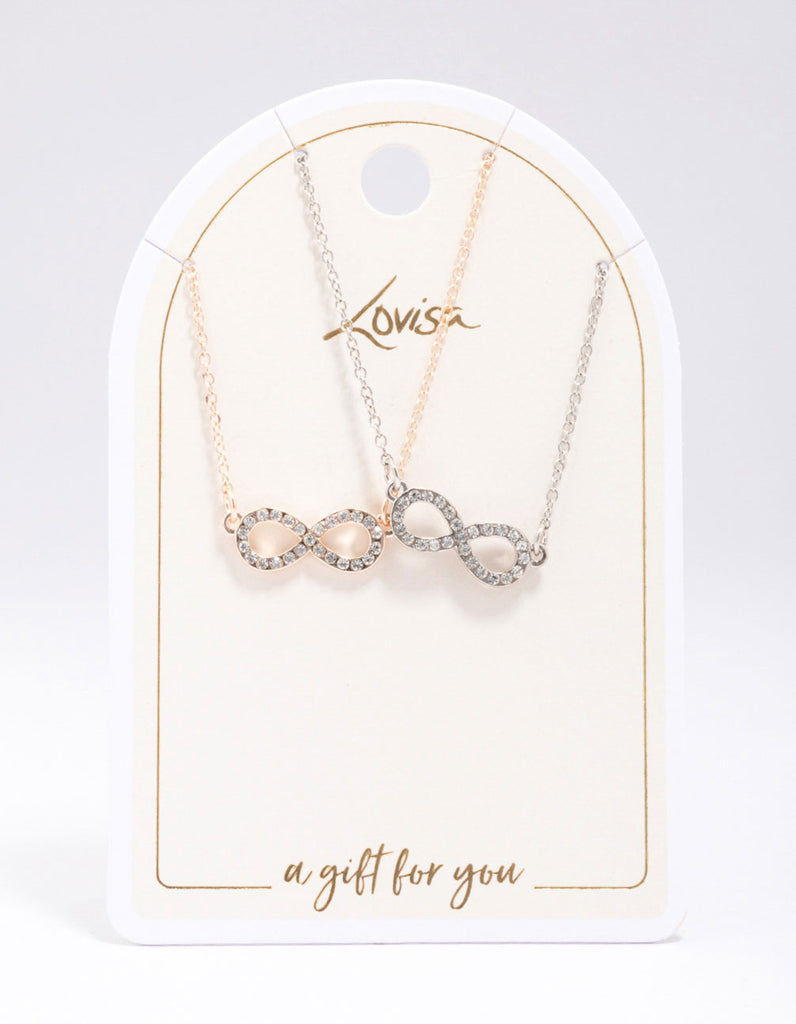 Gold Silver Infinity Diamante Necklace Pack Lovisa