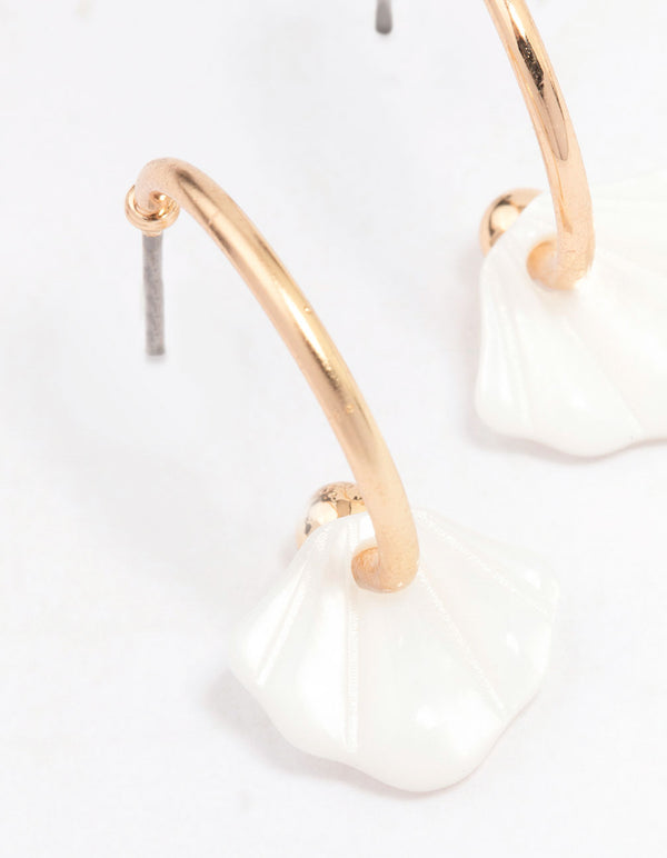 Gold Genuine Shell Huggie Hoop Earrings