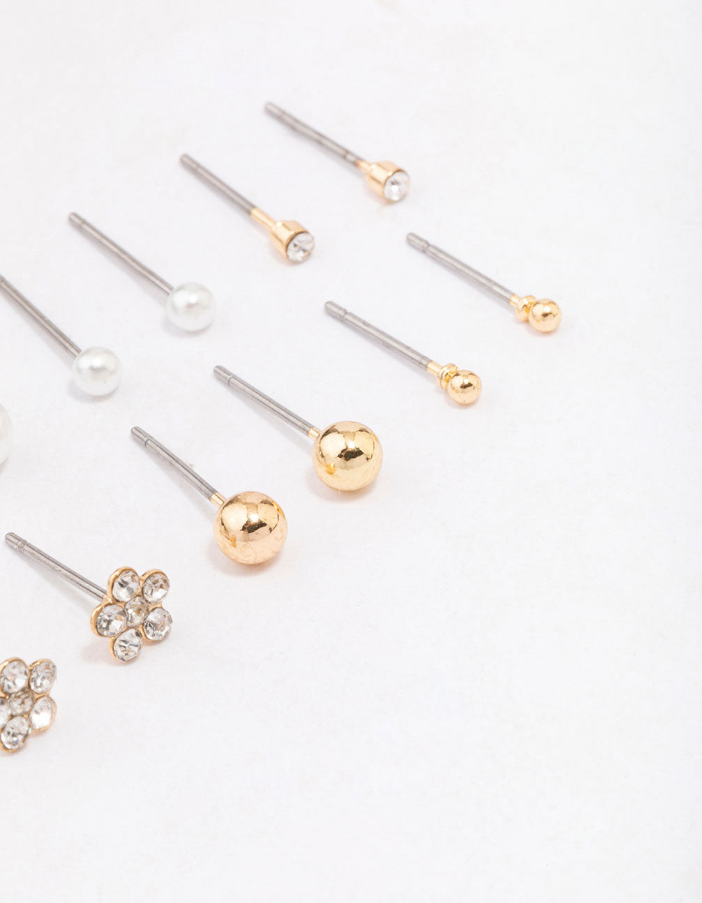Gold Diamante Flower & Pearl Earring 8-Pack