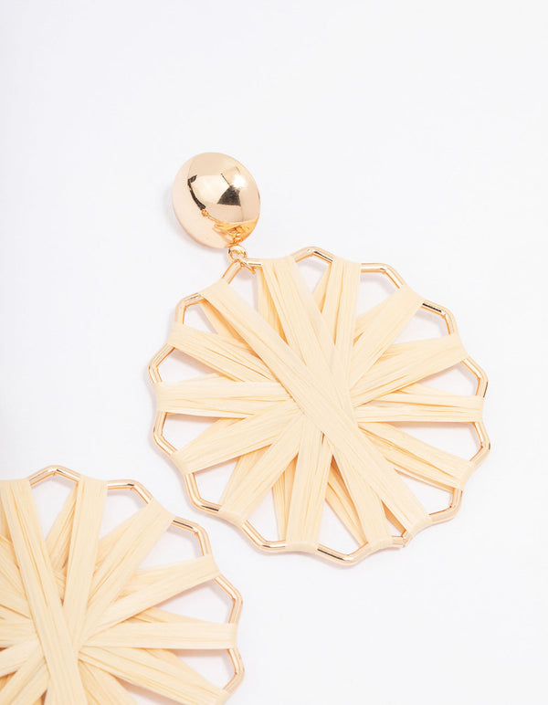 Gold Raffia Wrapped Drop Earrings