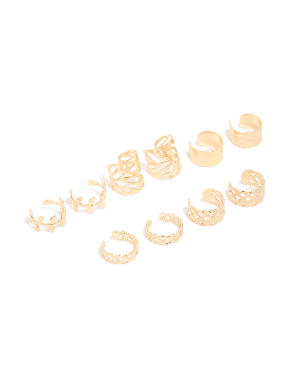 Gold Plated Surgical Steel Roman Leaf Ear Cuff 10-Pack