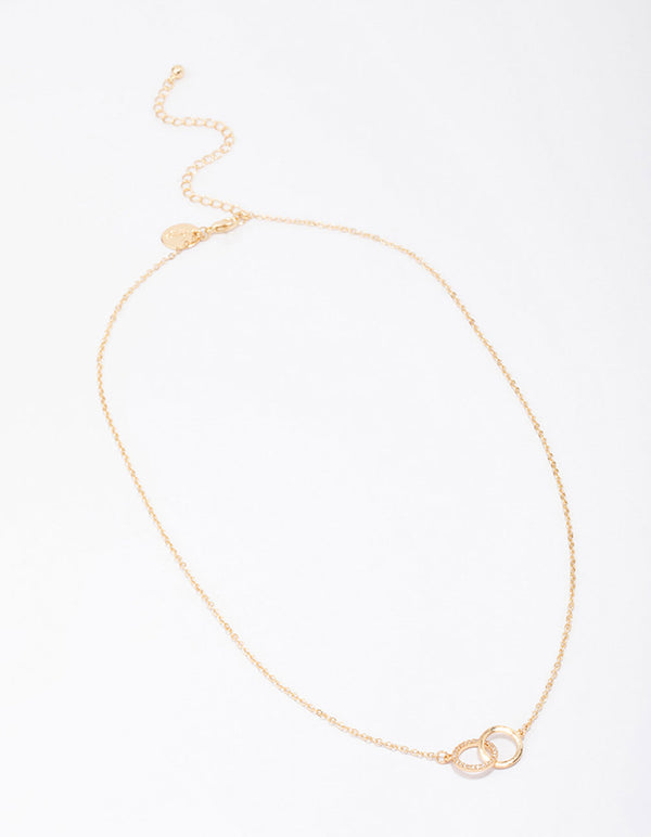 Gold Plated Ring Cubic Zirconia Pendant Necklace