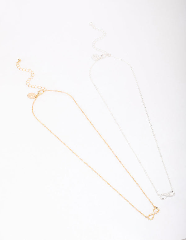 Gold & Silver Plated Infinity Cubic Zirconia Pendant Necklace