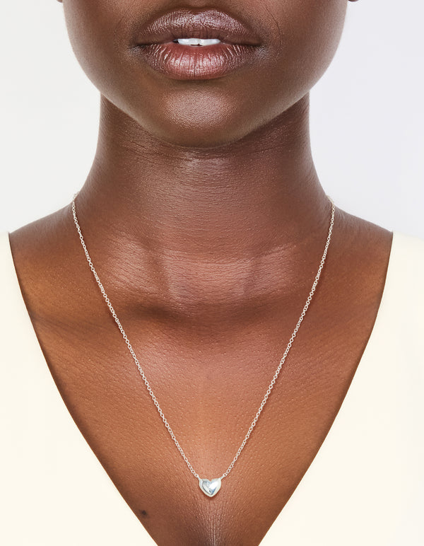 Sterling Silver Mini Puffy Heart Pendant Necklace