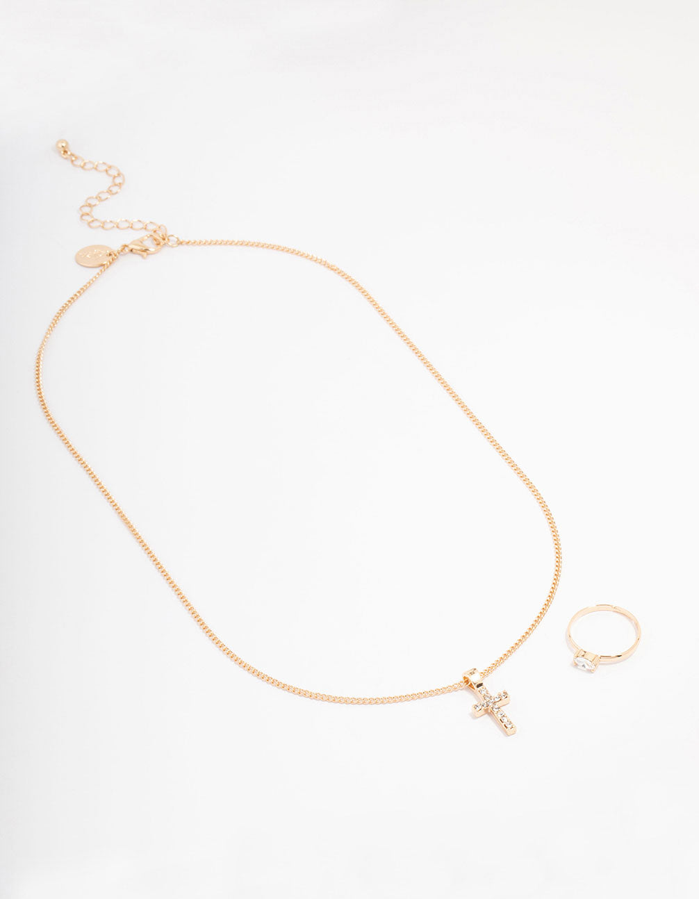 Gold Bling Cross Jewellery Set